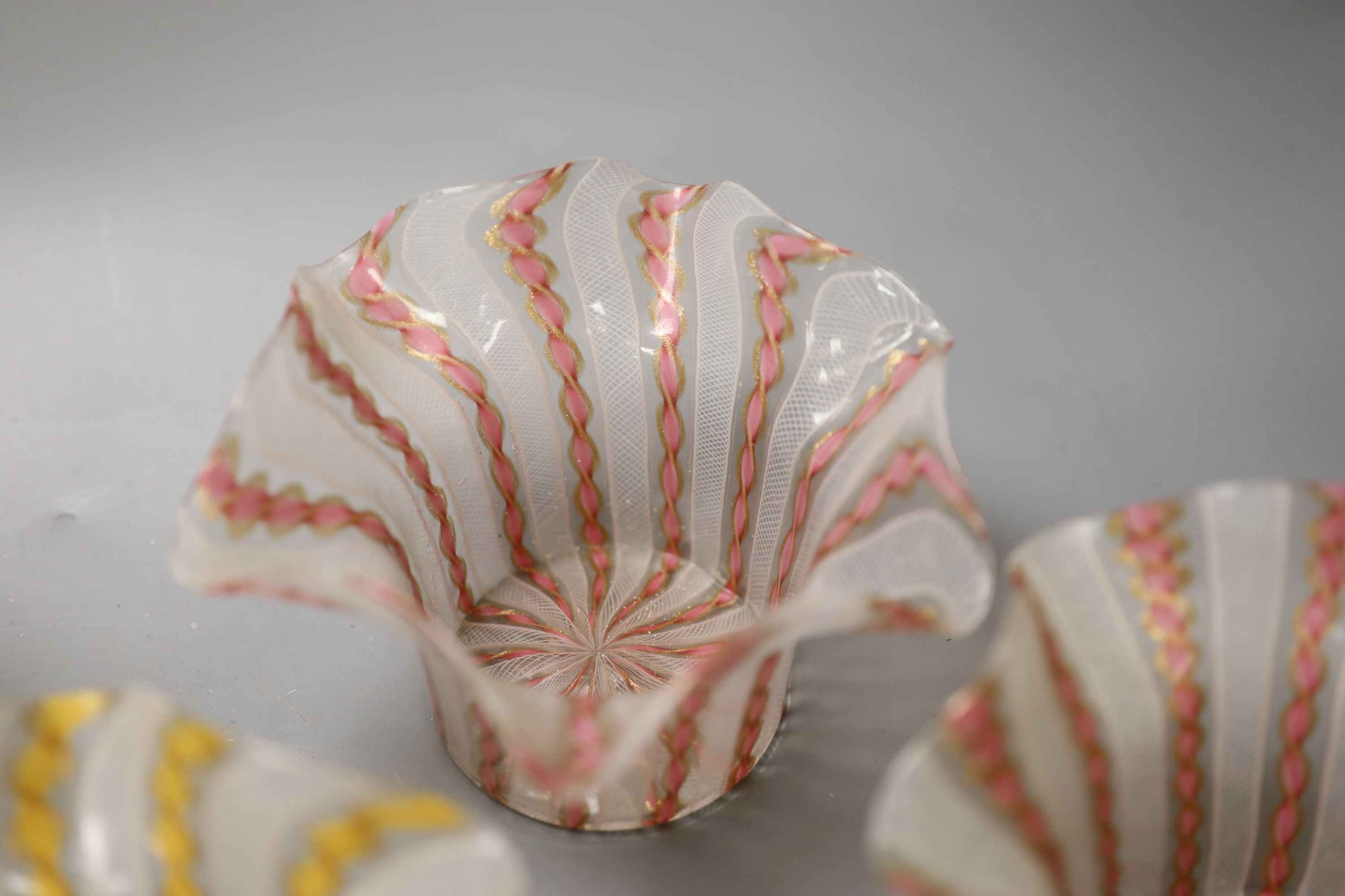 A set of five Venetian glass rinsers